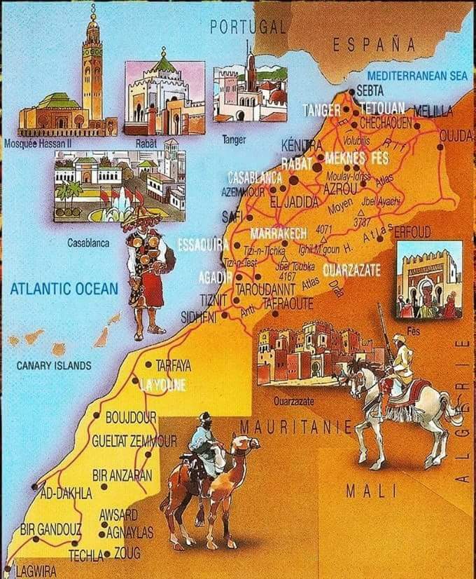 Map of Morocco and Merzouga tours